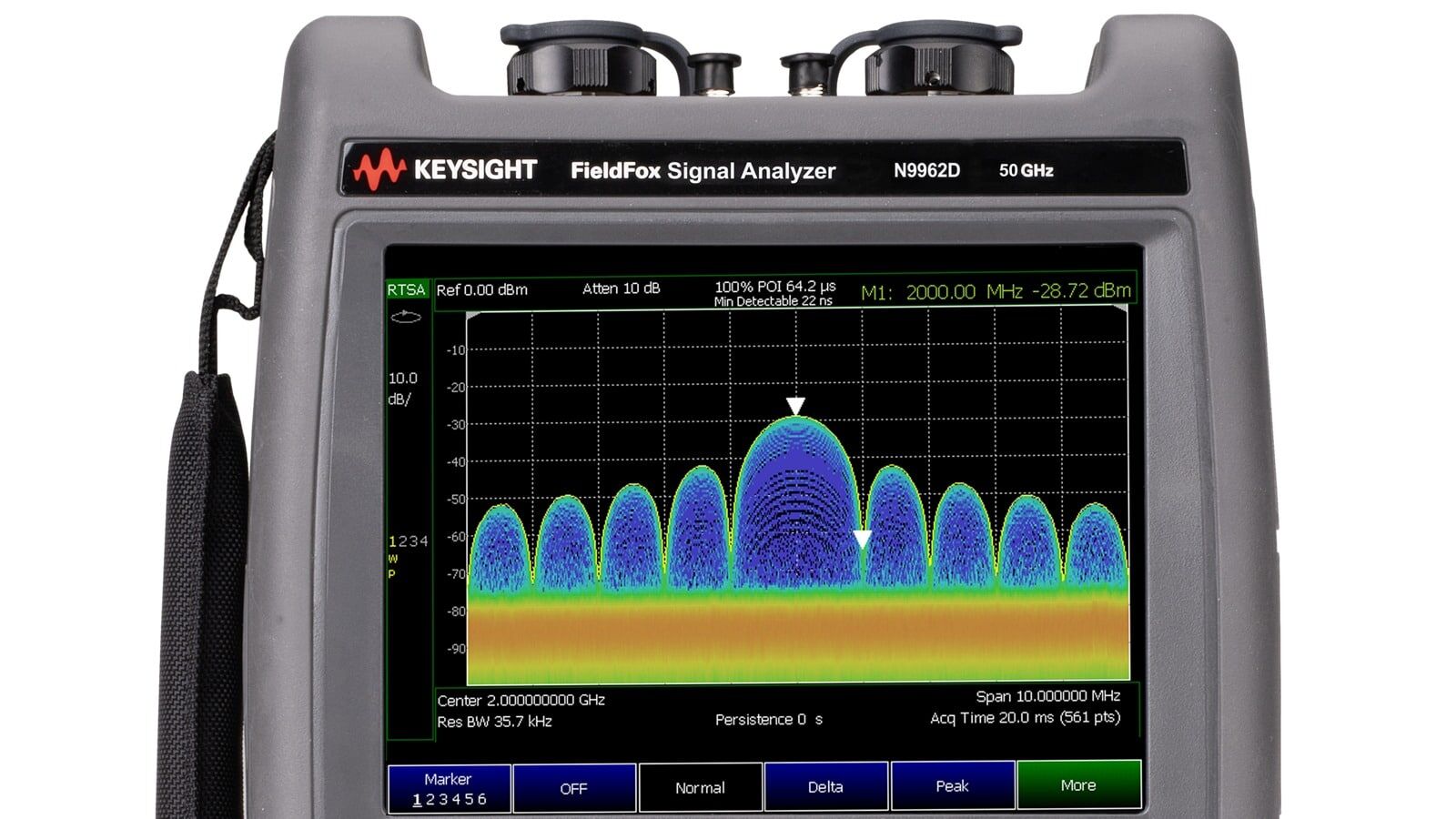 Máy phân tích tín hiệu cầm tay Keysight FieldFox N9962D (50 GHz) — cận cảnh màn hình Máy phân tích tín hiệu cầm tay Keysight FieldFox N9962D (50 GHz) — cận cảnh màn hình